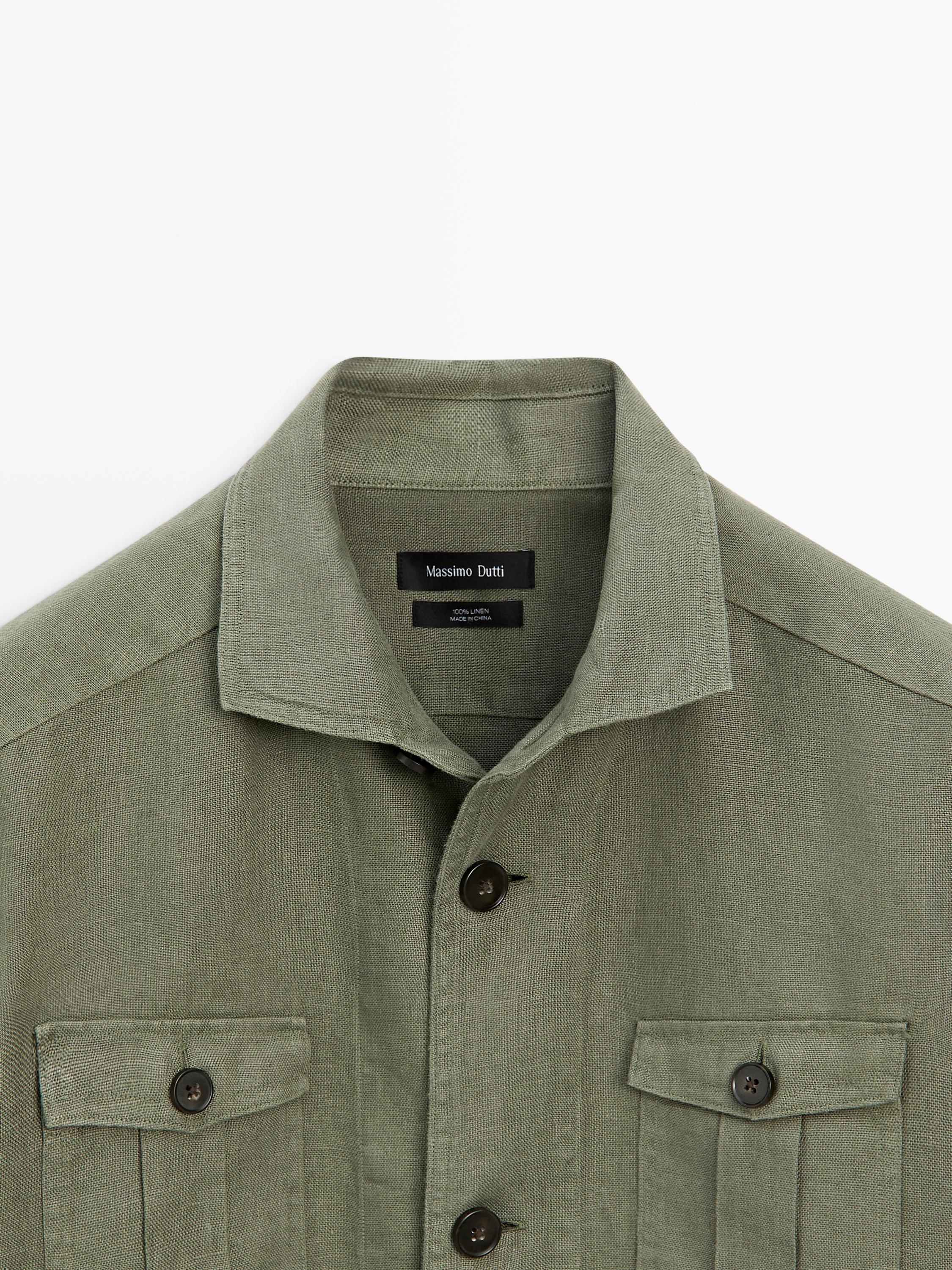 Heavy linen overshirt with pocket details